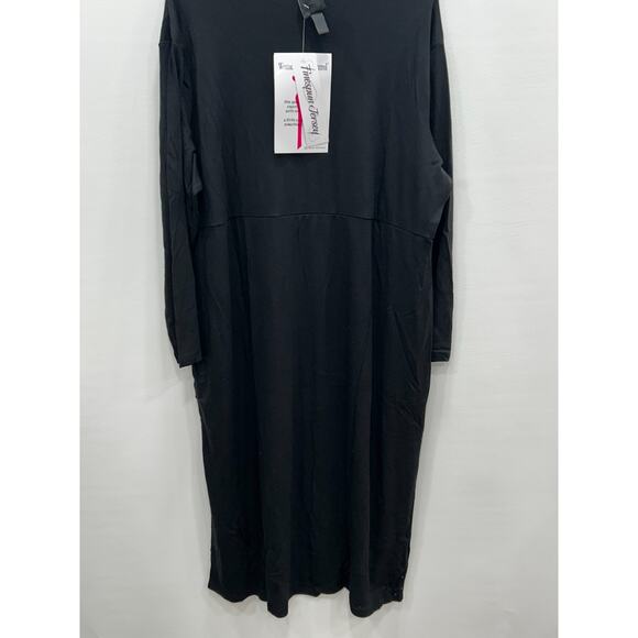 NWT Women With Control Black Finespun Jersey Tummy Midi T-Shirt Dress Size 1XP - Picture 3 of 10
